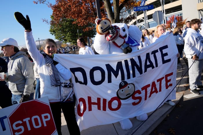 Penn State football fans cheer on the Nittany Lions before their 2022 game against Ohio State at Beaver Stadium.